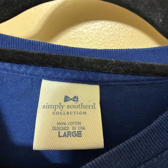 Simply Southern Preppy Dark Stars Dog Moon Long Sleeve Tee Women’s L Blue - Picture 5 of 8